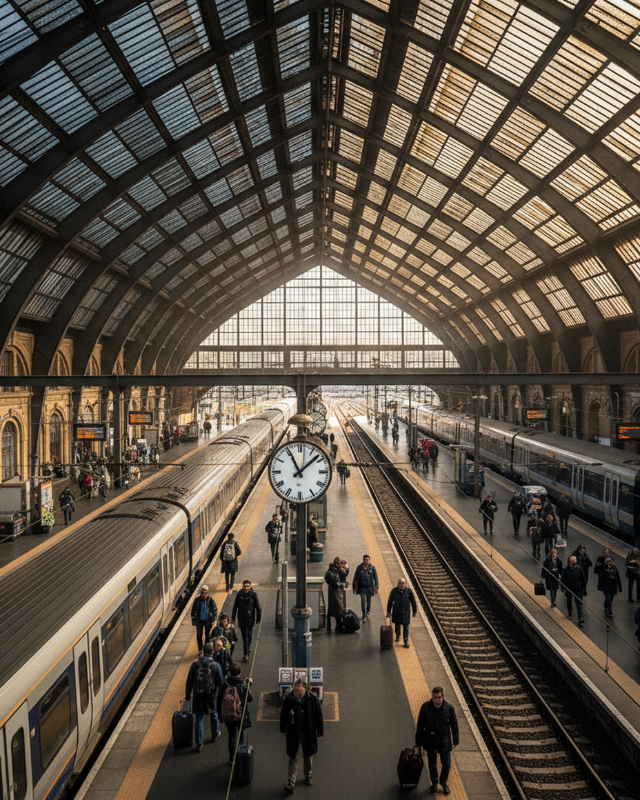 A train pulling into the station